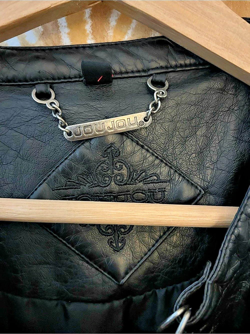 Jou Jou Faux Leather Moto Jacket S Quilted Biker Streetwear Minimalist Edgy - Picture 3 of 12